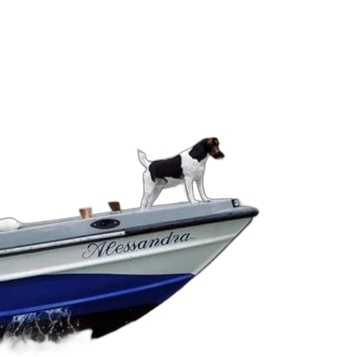 animal, photorealistic, 3d render, concept art, dog, stands, bow, boat transparent PNG cut-out