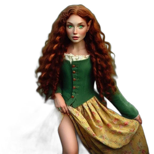 dress, hair, fantasy art, 3d render, concept art, photorealistic, green, ethereal transparent PNG cut-out