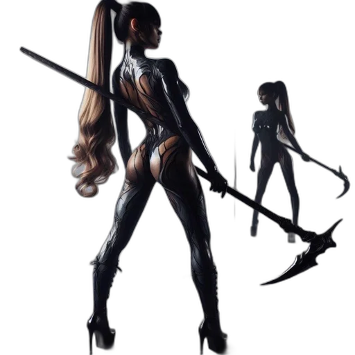 staff, weapon, concept art, fantasy art, comic book art, 3d render, dark, monochrome transparent PNG cut-out