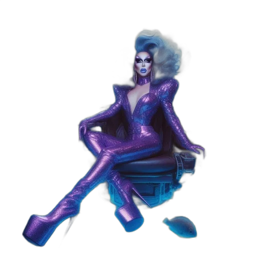 hair, dress, creature, shoes, concept art, outer space, blue, figure transparent PNG cut-out