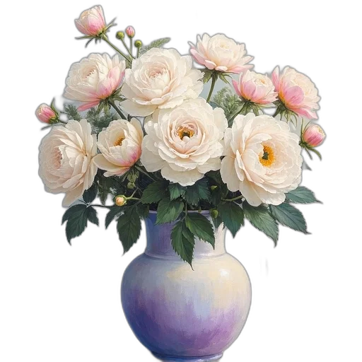 flower, crown, oil painting, photorealistic, watercolor, 3d render, pastel, monochrome transparent PNG cut-out