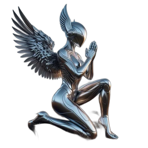 concept art, fantasy art, comic book art, 3d render, peaceful, landscape, winged, metallic transparent PNG cut-out