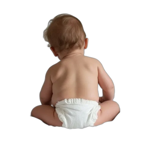 photorealistic, baby, wearing, infant, diaper, top, bed transparent PNG cut-out