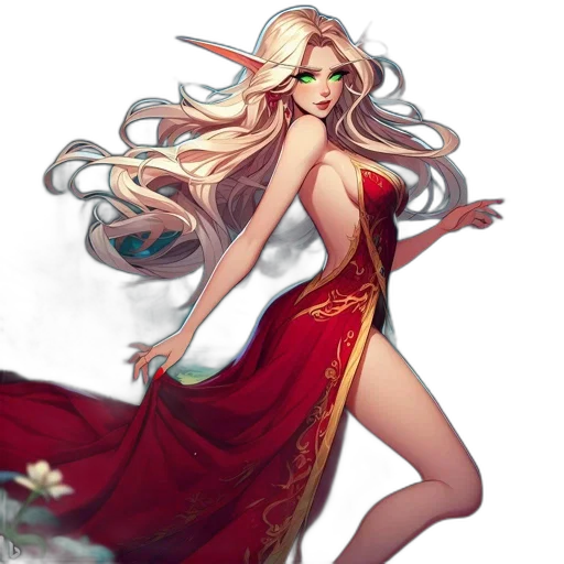 dress, dragon, fantasy art, concept art, pixel art, watercolor, red, golden transparent PNG cut-out