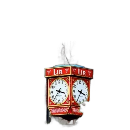3d render, photorealistic, red, clock, word, lir transparent PNG cut-out