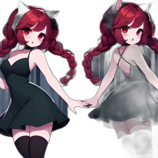 dress, creature, concept art, anime, pixel art, fantasy art, monochrome, red transparent PNG cut-out