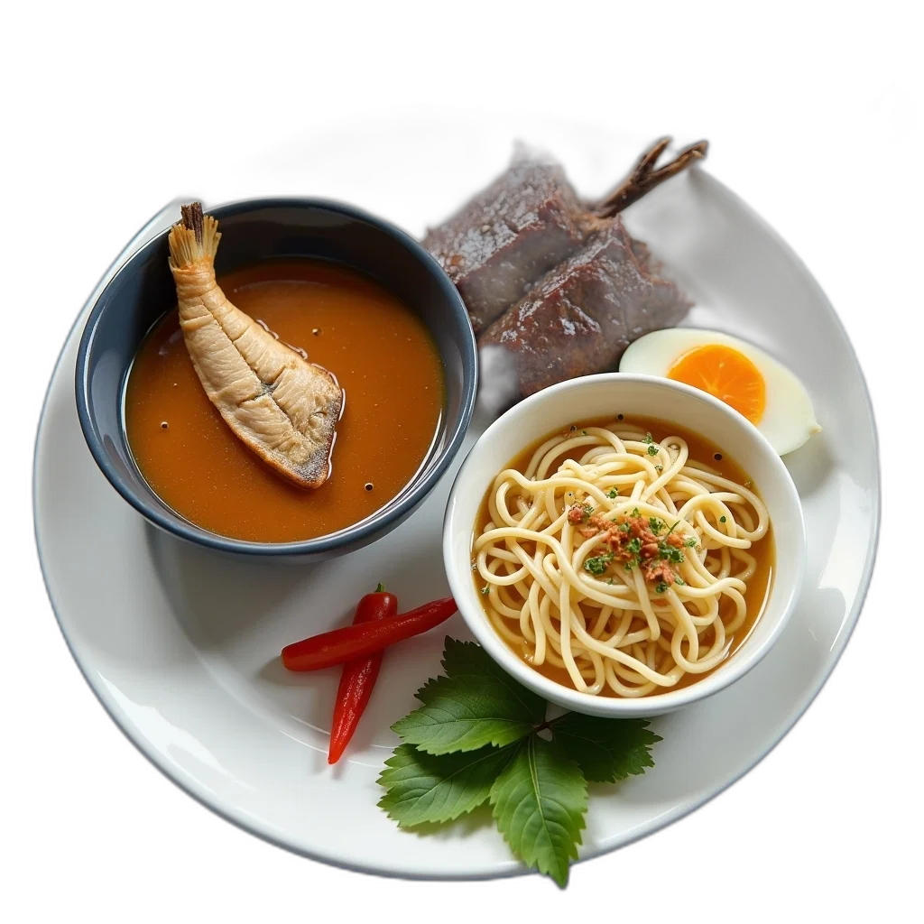 food, photorealistic, 3d render, plate, variety, dishes, including, bowl transparent PNG cut-out