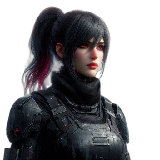 face, cyberpunk, concept art, fantasy art, 3d render, dark, red, armored transparent PNG cut-out