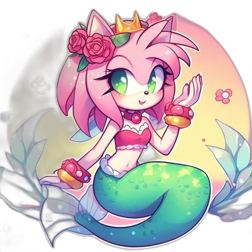 pixel art, fantasy art, concept art, vaporwave, pastel, enchanting, feline-mermaid, hybrid transparent PNG cut-out