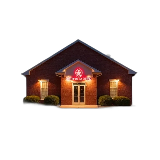 building, furniture, crown, 3d render, concept art, red, brick, lit transparent PNG cut-out