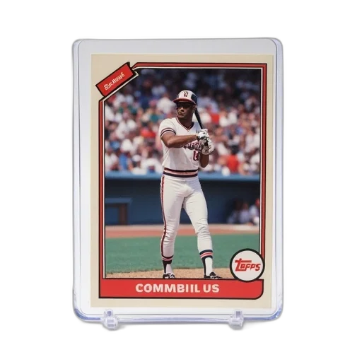 baseball, card, featuring, player, white, uniform, number, holding transparent PNG cut-out