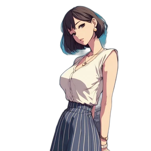 dress, staff, flower, anime, concept art, pixel art, cartoon, monochrome transparent PNG cut-out