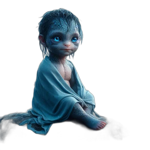 creature, dragon, concept art, fantasy art, photorealistic, 3d render, blue, ethereal transparent PNG cut-out