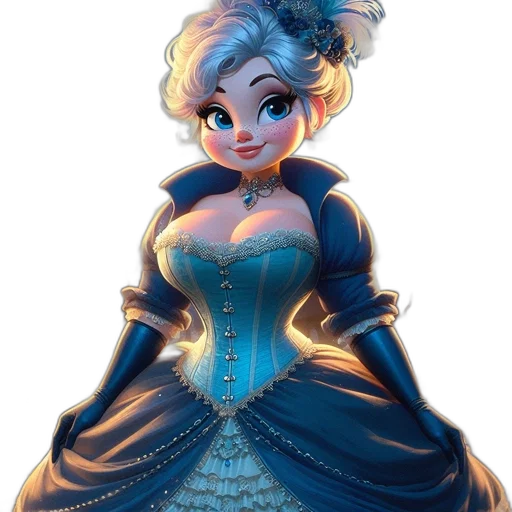 dress, crown, fantasy art, concept art, cartoon, watercolor, blue, dark transparent PNG cut-out