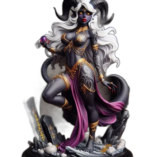 concept art, fantasy art, 3d render, dark, intricately, designed, statue, female transparent PNG cut-out