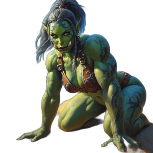 creature, staff, concept art, fantasy art, comic book art, photorealistic, green, orc transparent PNG cut-out