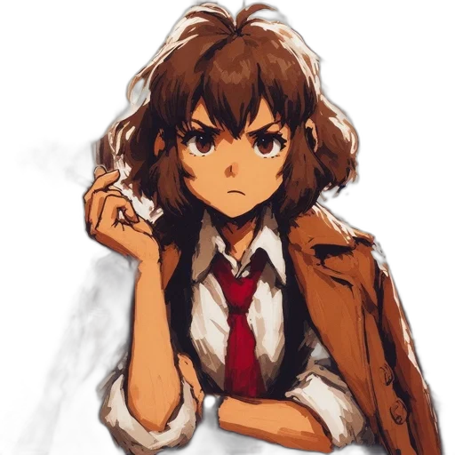jacket, face, staff, dress, anime, watercolor, pixel art, concept art transparent PNG cut-out