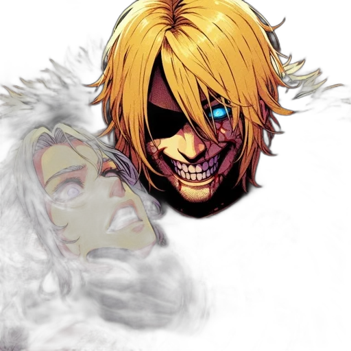 mask, face, creature, hair, concept art, comic book art, anime, fantasy art transparent PNG cut-out