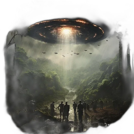 concept art, fantasy art, pixel art, photorealistic, outer space, fog, forest, dense transparent PNG cut-out