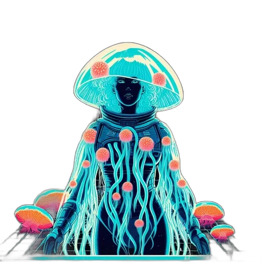 hat, dress, creature, hair, concept art, pixel art, fantasy art, vaporwave transparent PNG cut-out