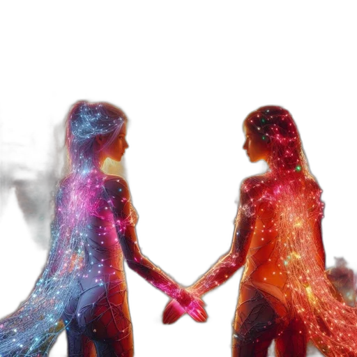 concept art, 3d render, pixel art, outer space, neon lights, fire, colorful, enchanting transparent PNG cut-out