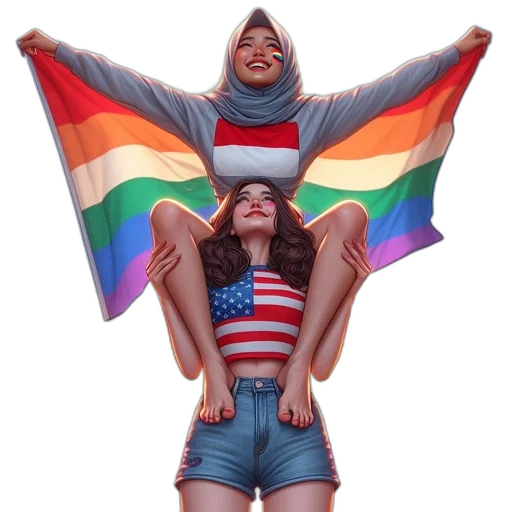 jacket, dress, umbrella, hat, colorful, two, joyful, women transparent PNG cut-out