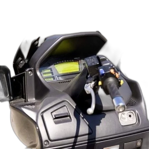 robot, weapon, cyberpunk, 3d render, close-up, motorcycle, dashboard, handlebars transparent PNG cut-out