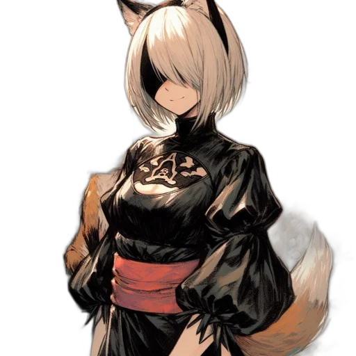 dress, staff, mask, animal, concept art, pixel art, fantasy art, anime transparent PNG cut-out
