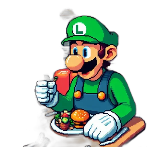 food, robot, animal, hat, pixel art, concept art, 3d render, watercolor transparent PNG cut-out