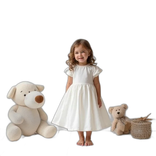 dress, little, girl, white transparent PNG cut-out