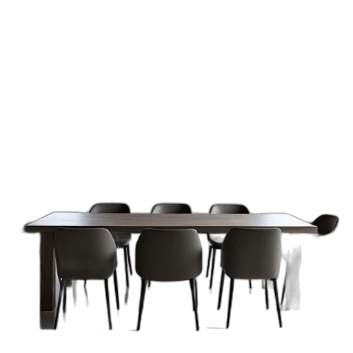furniture, staff, 3d render, monochrome, dark, grey, dining, table transparent PNG cut-out