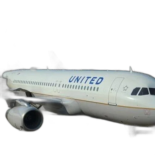 3d render, photorealistic, concept art, united, airlines, airplane, tarmac, blue transparent PNG cut-out
