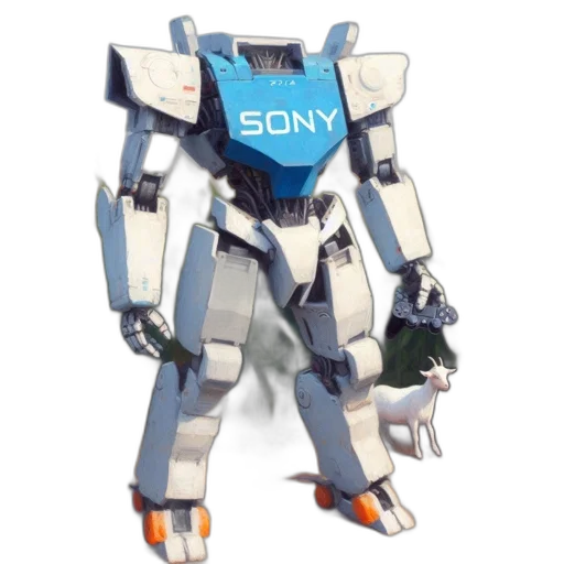 robot, weapon, jacket, concept art, 3d render, vaporwave, pixel art, blue transparent PNG cut-out