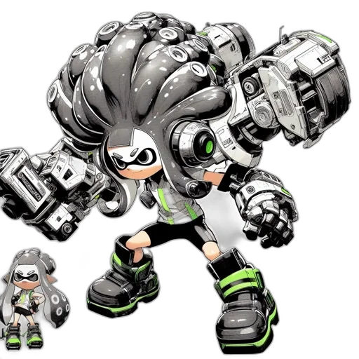 weapon, concept art, 3d render, comic book art, monochrome, anime-style, character, donning transparent PNG cut-out