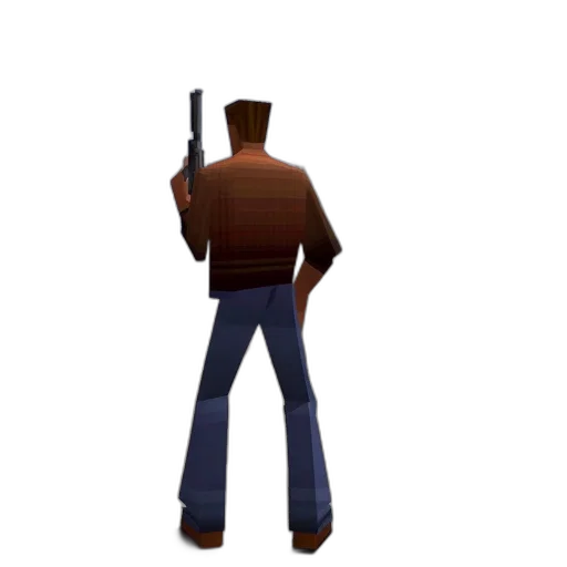 staff, weapon, jacket, robot, 3d render, concept art, pixel art, cartoon transparent PNG cut-out