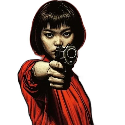 weapon, comic book art, concept art, photorealistic, cartoon, red, intense, image transparent PNG cut-out