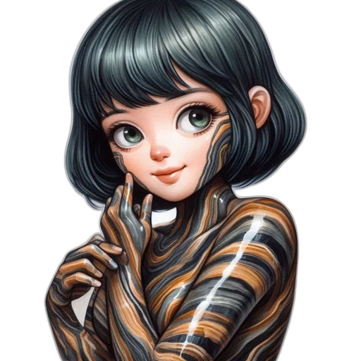 robot, jewelry, face, creature, comic book art, fantasy art, anime, concept art transparent PNG cut-out