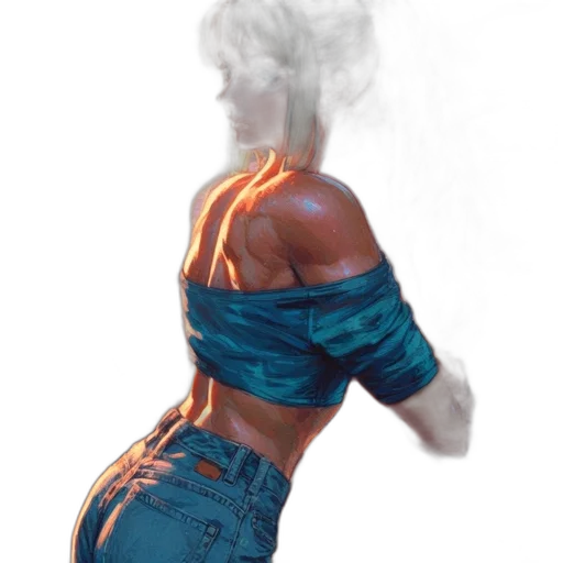 dress, jacket, hair, robot, concept art, photorealistic, 3d render, vaporwave transparent PNG cut-out
