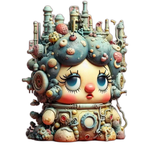 crown, robot, concept art, fantasy art, 3d render, watercolor, whimsical, sculpture transparent PNG cut-out