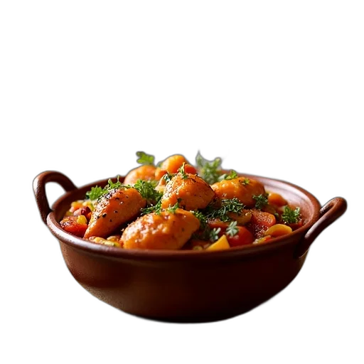 food, 3d render, photorealistic, traditional, moroccan, tagine, dish, served transparent PNG cut-out