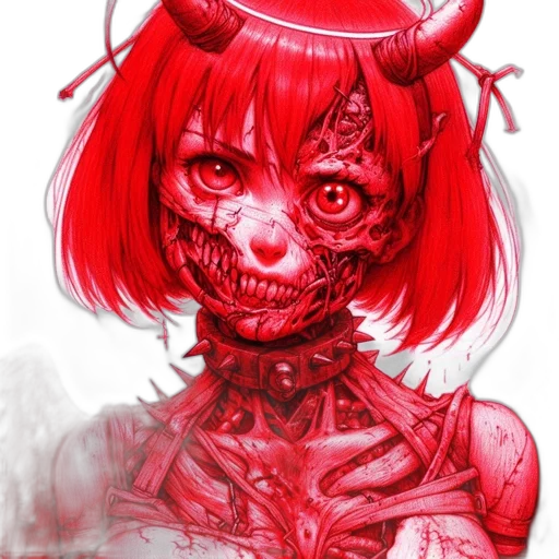 mask, face, creature, concept art, fantasy art, comic book art, anime, red transparent PNG cut-out