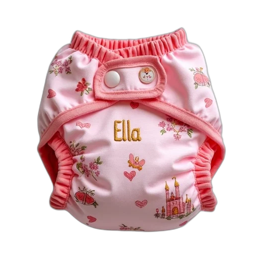 pair, pink, cloth, diapers, whimsical, design, featuring, castle transparent PNG cut-out