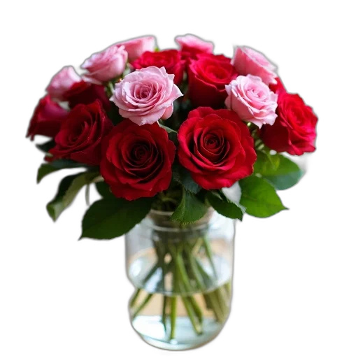 flower, photorealistic, 3d render, red, bouquet, roses, some, pink transparent PNG cut-out
