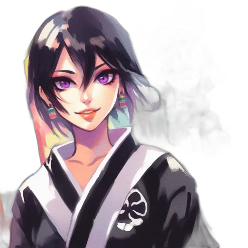 anime, watercolor, oil painting, fantasy art, monochrome, pastel, blue, dark transparent PNG cut-out