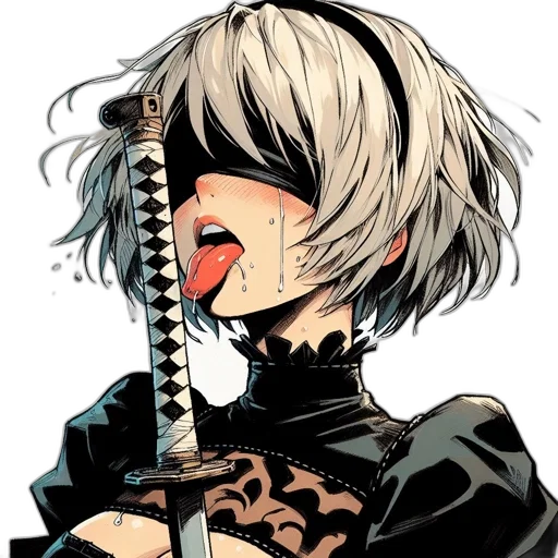 weapon, mask, sword, staff, comic book art, concept art, pixel art, cyberpunk transparent PNG cut-out