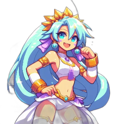 staff, crown, weapon, dress, anime, pixel art, concept art, fantasy art transparent PNG cut-out