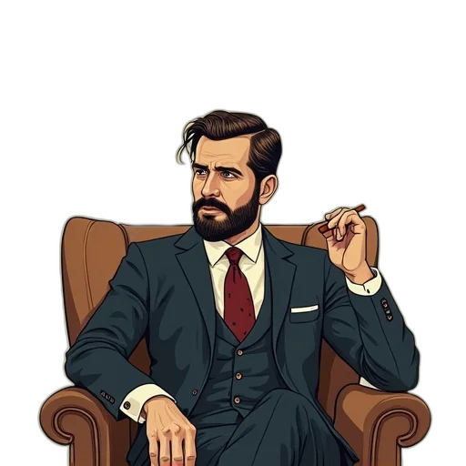 furniture, jacket, face, staff, pixel art, cartoon, concept art, comic book art transparent PNG cut-out