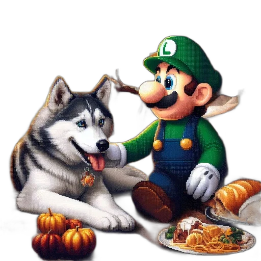 food, animal, pixel art, concept art, fantasy art, photorealistic, monochrome, green transparent PNG cut-out