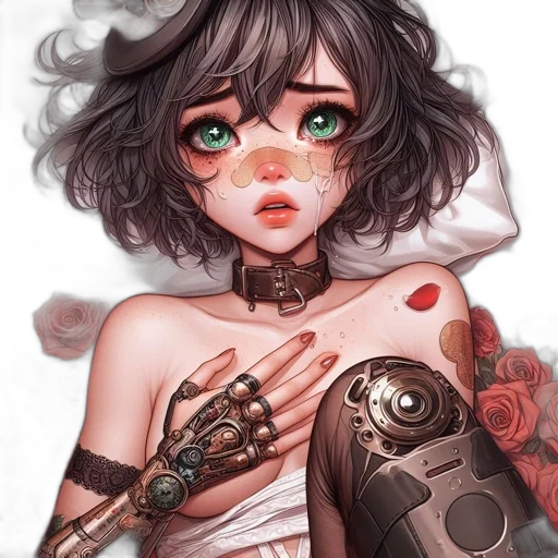 robot, dress, jewelry, weapon, fantasy art, cyberpunk, concept art, anime transparent PNG cut-out