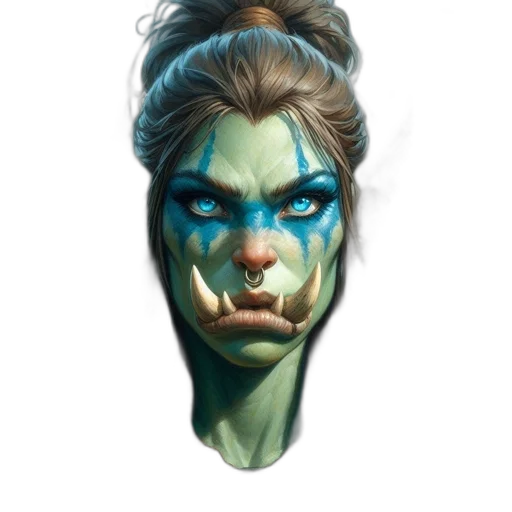 face, mask, staff, creature, concept art, fantasy art, watercolor, comic book art transparent PNG cut-out